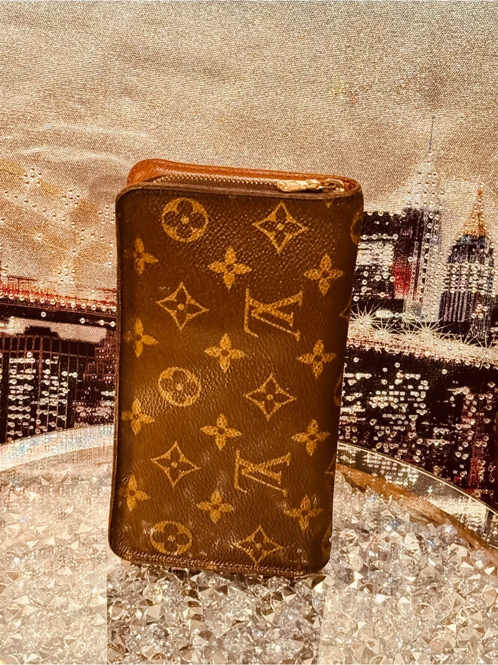 Louis Vuitton Monogram Zip Around Wallet in Brown and Gold